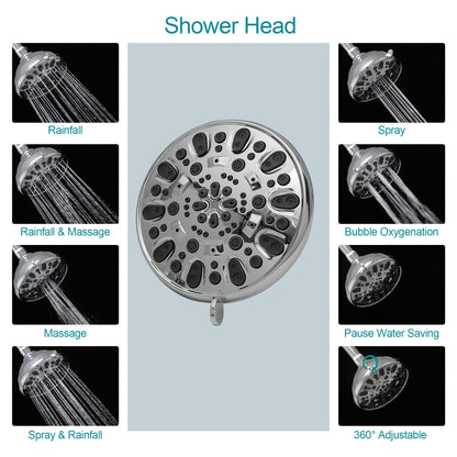 5 Inch Rainfall Round Shower Syatem with Handheld Shower 7 Spray Dual Shower Head