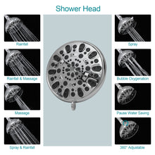 Load image into Gallery viewer, 5 Inch Rainfall Round Shower Syatem with Handheld Shower 7 Spray Dual Shower Head
