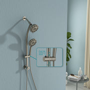5 Inch Rainfall Round Shower System with Handheld Shower 7 Spray Multi Function Dual Shower Head Kichae USA