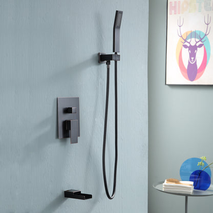 12 Inch Rainfall Square Shower System with Waterfall Faucet Wall Mounted (Valve Included)