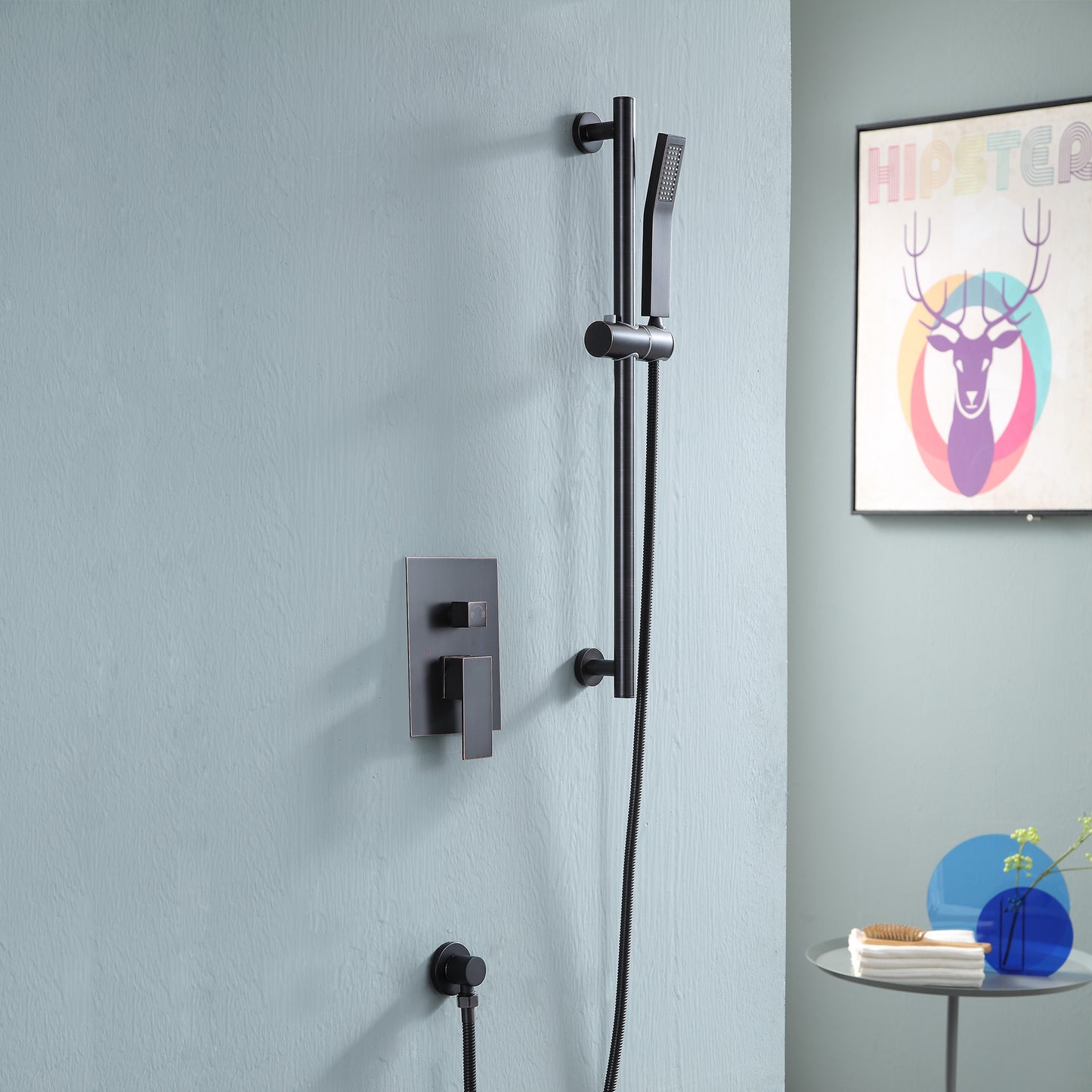 12 Inch Rainfall Square Shower System with Sliding Bar Wall Mounted(Valve Included)