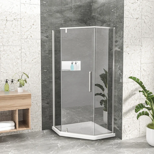 34-1/8" W X 72" H Shower Door And Enclosure Semi-Frameless Neo-Angle Hinged