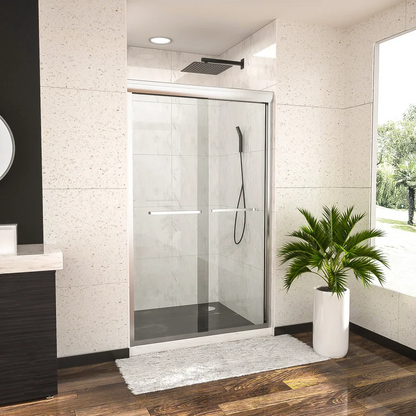 48" W X 76"H Semi-Frameless Shower Door Bypass Sliding Shower Enclosure Lordear