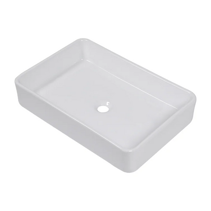 24"Lx16"Wx5"D Washroom Sink Design Bathroom Sink White Ceramic Rectangular Top-Mounted Lordear