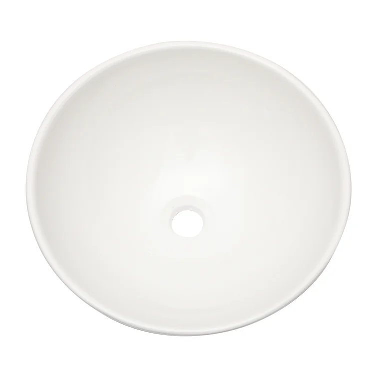 16"Lx16"Wx6"D Washroom Sink Design Bathroom Sink White Ceramic Circular Bowl Top-Mounted Lordear