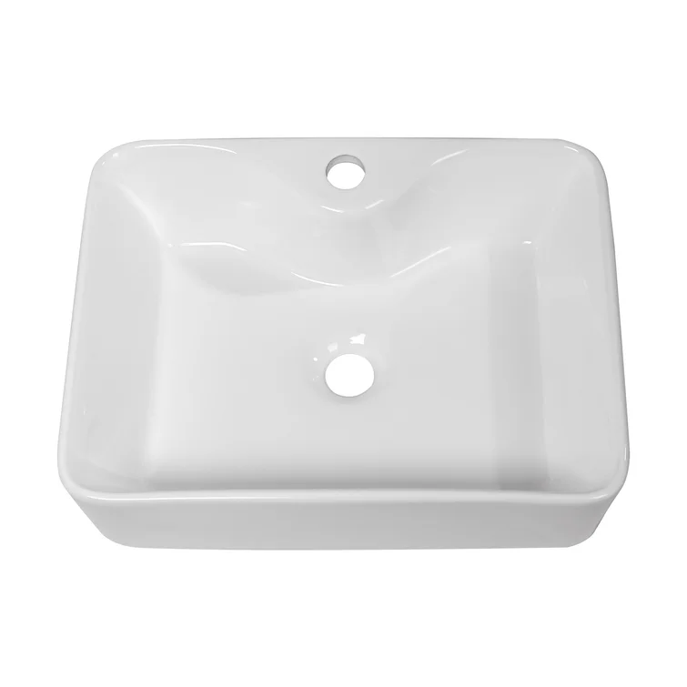 18.8"Lx14.5"Wx5.5"D Washroom Sink Design Bathroom Sink White Ceramic Rectangular Top-Mounted With 1 Faucet Hole Lordear