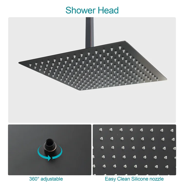 16 Inch Rainfall Square Shower System with Handheld Shower and Waterfall Faucet Ceiling Mounted