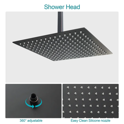 16 Inch Rainfall Square Shower System with Handheld Shower and Waterfall Faucet Ceiling Mounted