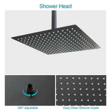 Load image into Gallery viewer, 16 Inch Rainfall Square Shower System with Handheld Shower and Waterfall Faucet Ceiling Mounted
