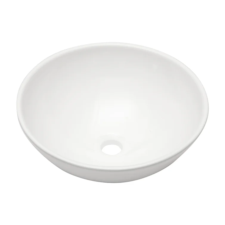 16"Wx16"Dx6"H Bathroom Vessel Sink White Ceramic Circular Bowl Top-Mounted