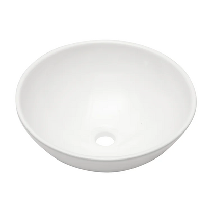 16"Wx16"Dx6"H Bathroom Vessel Sink White Ceramic Circular Bowl Top-Mounted