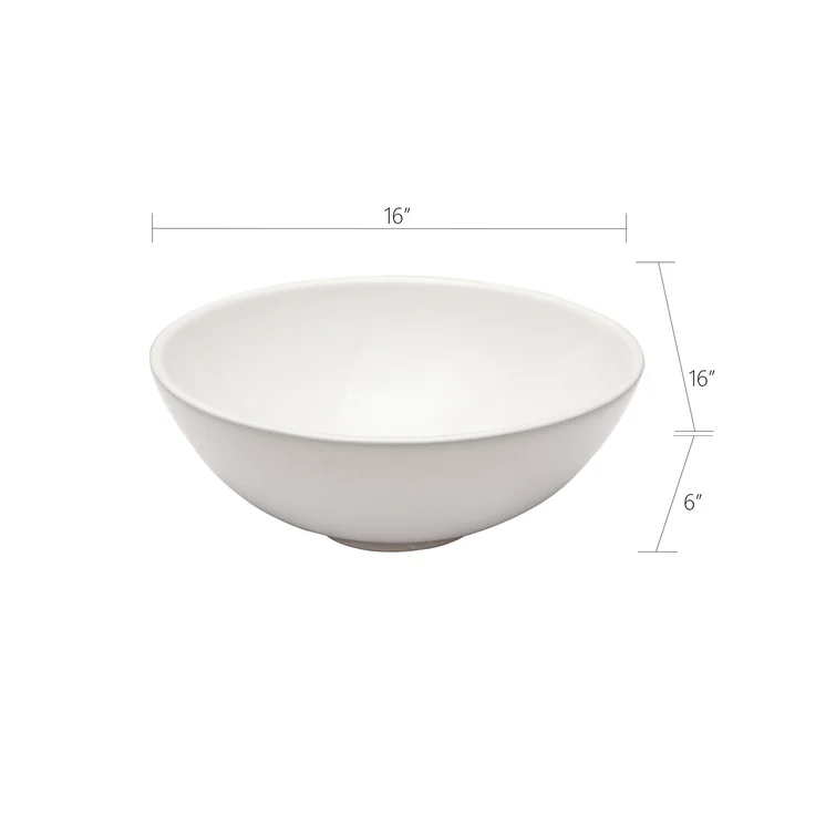 16"Wx16"Dx6"H Bathroom Vessel Sink White Ceramic Circular Bowl Top-Mounted