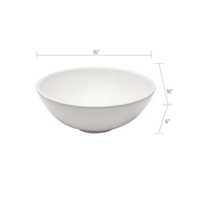 16"Wx16"Dx6"H Bathroom Vessel Sink White Ceramic Circular Bowl Top-Mounted