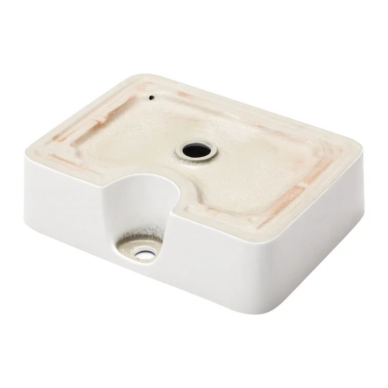 18-4/5"Wx14-1/2"Dx5-1/2"H Bathroom Vessel Sink White Ceramic Rectangular with 1 Faucet Hole