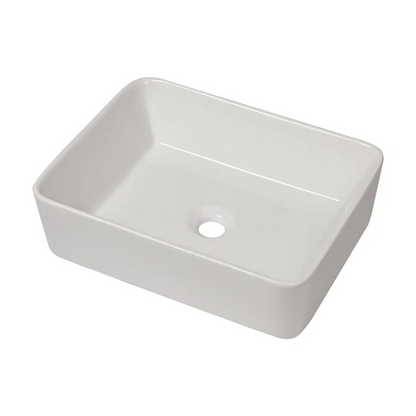 19"Wx14-1/2"Dx5-1/2"H Bathroom Vessel Sink White Glazed Ceramic Rectangular