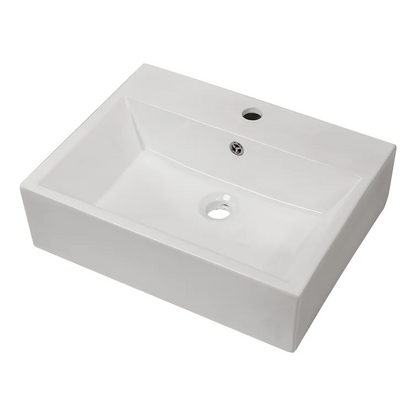 20"Wx18"Dx5-1/2"H Bathroom Vessel Sink White Ceramic Rectangular Wall-Mounted With Right Angle