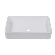 24''Wx16''Dx5''H Bathroom Vessel Sink White Ceramic Rectangular Top-Mounted Kichae USA