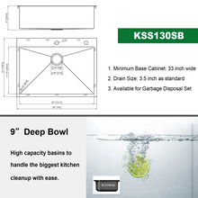 Load image into Gallery viewer, 25&quot; W x 22&quot; D Topmount Kitchen Sink Bar Sink Gunmetal Black Single Bowl with Faucet Hole
