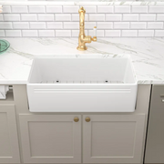 30'' W x 18'' D Farmhouse Kitchen Sink White Ceramic Single Bowl with Drain Assembly Kichae USA