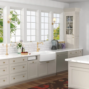 30'' W x 19'' D Farmhouse Kitchen Sink Radian Single Deep Bowl White Ceramic with Sink Grid Kichae USA