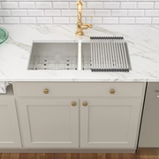 32'' W x 18'' D Undermount Kitchen Sink Double Equal Bowl Stainless Steel with Accessories Kichae USA