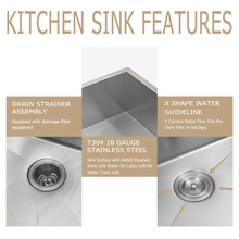 Load image into Gallery viewer, 32&quot; W x 18&quot; D Undermount Kitchen Sink Double Equal Bowl Stainless Steel with Accessories
