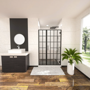 34'' W X 72'' H Semi-Frameless Shower Door and Enclosure in Matte Black Kichae USA