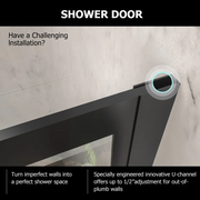 34'' W X 72'' H Semi-Frameless Shower Door and Enclosure in Matte Black Kichae USA