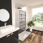 34'' W X 72'' H Frameless Shower Door and Enclosure Single Panel in Matte Black Kichae USA