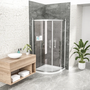 36'' W x 72'' H Semi-Frameless Shower Door and Enclosure Neo-Round Corner Sliding Tempered Glass Kichae USA