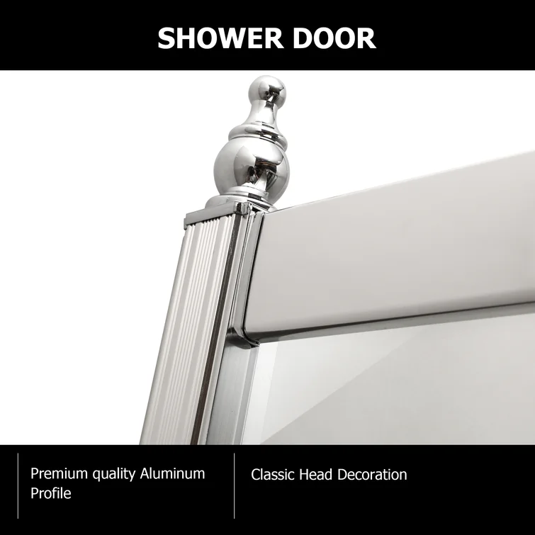 36" W x 72" H Semi-Frameless Shower Door and Enclosure Neo-Round Corner Sliding Tempered Glass