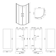 36'' W x 72'' H Semi-Frameless Shower Door and Enclosure Neo-Round Corner Sliding Tempered Glass Kichae USA