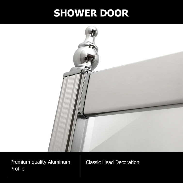 36" W x 72" H Semi-Frameless Shower Door and Enclosure Neo-Round Corner Sliding Tempered Glass