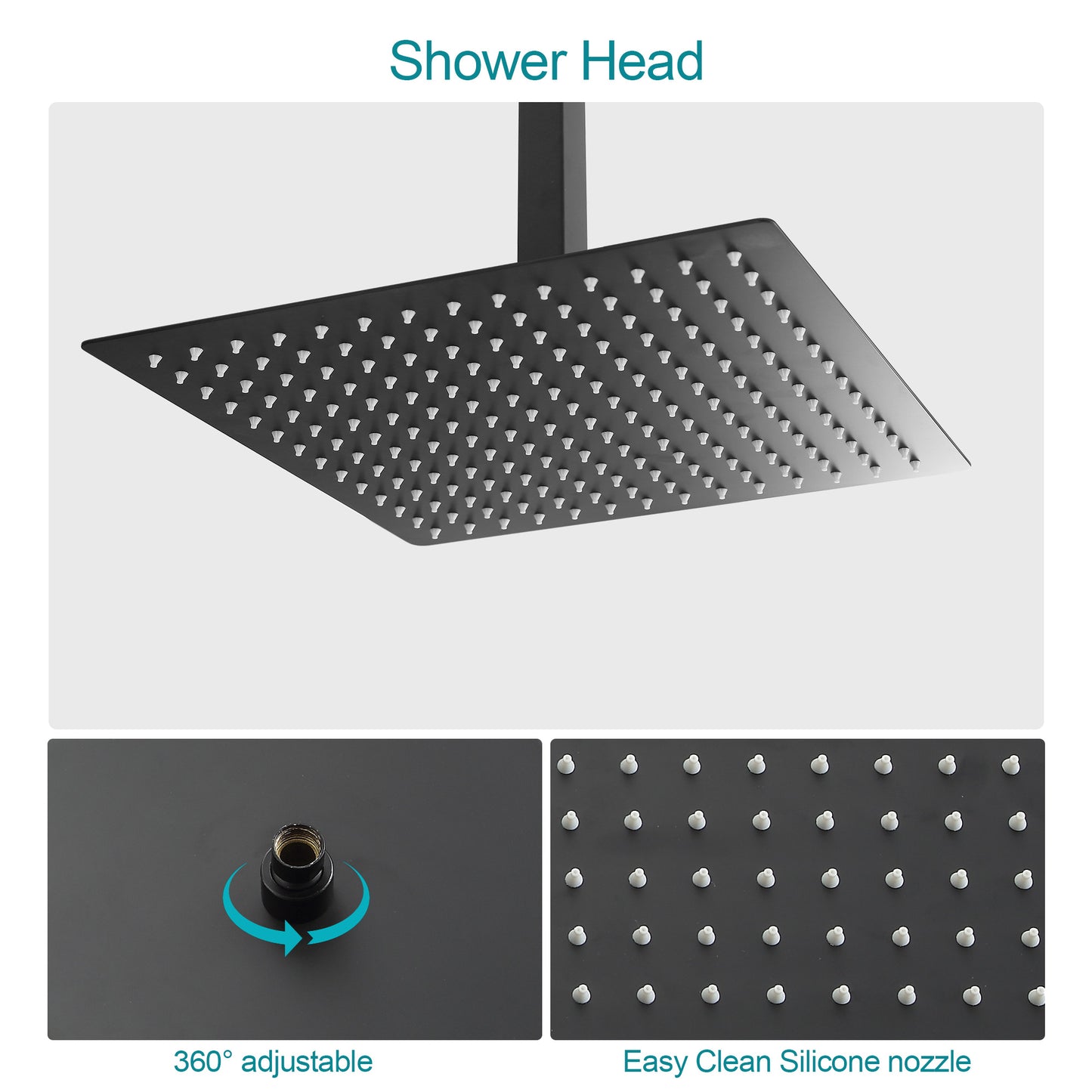 12 Inch Rainfall Square Shower System with Handheld Shower and Linear Faucet Ceiling Mounted (Valve Included)