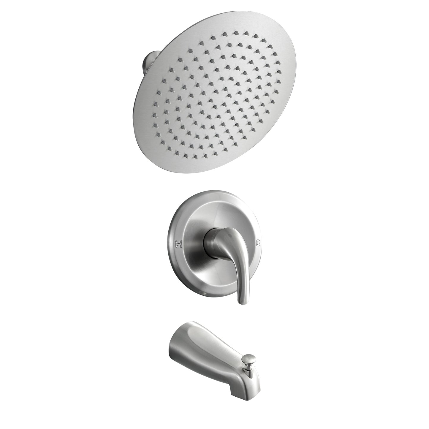 10 Inch Rainfall Round Shower System Wall Mounted in Brushed Nickel (Valve Included)