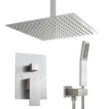 Load image into Gallery viewer, 10 Inch Rainfall Square Shower System with Handheld Shower Ceiling Mounted in Brushed Nickel (Valve Included)
