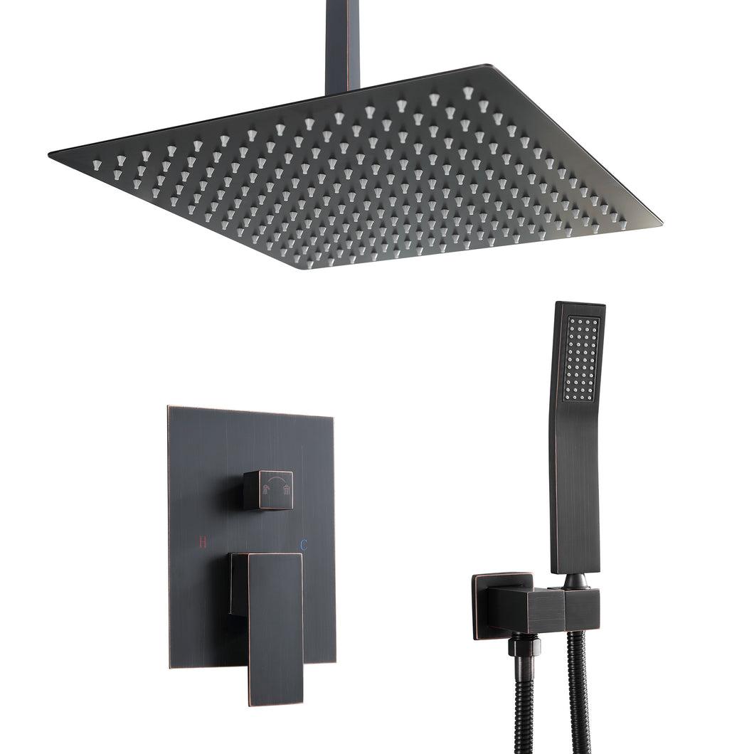 10 Inch Rainfall Square Shower System Ceiling Mounted in Oil Rubbed Bronze (Valve Included)
