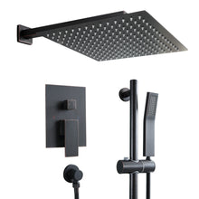 Load image into Gallery viewer, 10 Inch Rainfall Square Shower System with Handheld Shower Sliding Bar Wall Mounted
