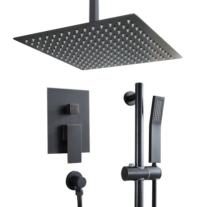 16 Inch Rainfall Square Shower System with Handheld Shower Ceiling Mounted (Valve Included)