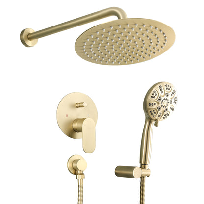 10 Inch Rainfall Round Shower System with Handhel Shower Wall Mounted (Valve Included)