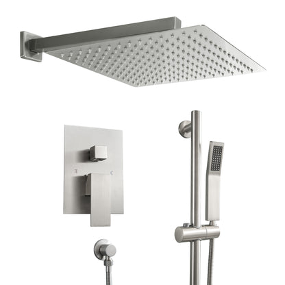 12 Inch Rainfall Square Shower System with Sliding Bar Wall Mounted(Valve Included)