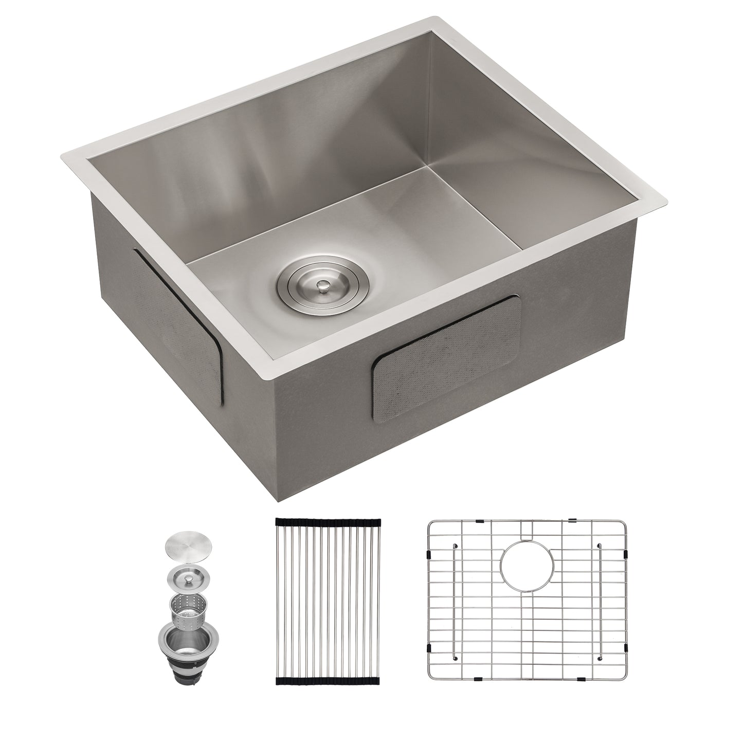 23" W x 18" D Undermount Kitchen Sink Bar Sink Stainless Steel Sing Bowl with Accessories