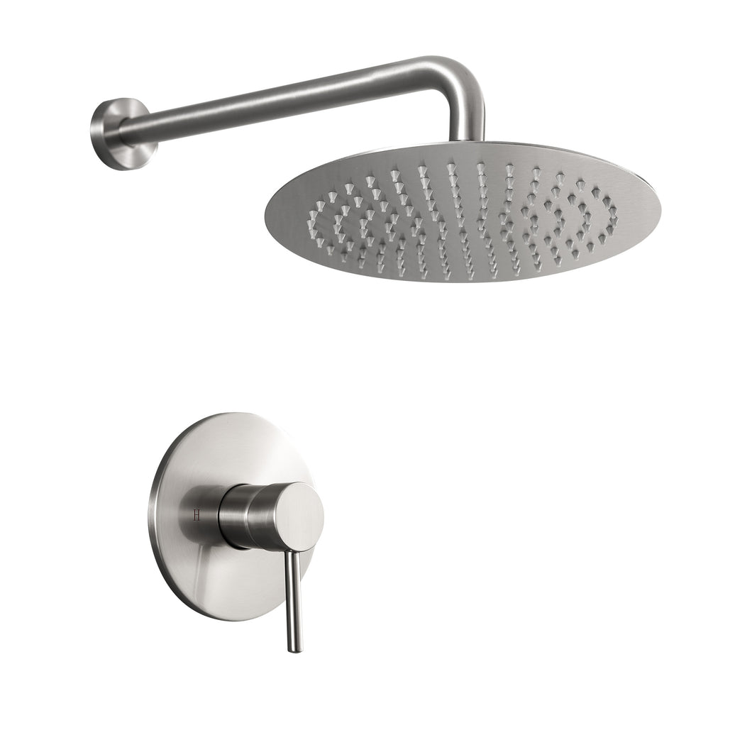 10 Inch Rainfall Round Shower Head Stainless Steel Wall Mounted (Valve Included)