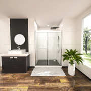 60'' W X 72'' H Semi-Frameless Shower Door and Enclosure Single Sliding Kichae USA