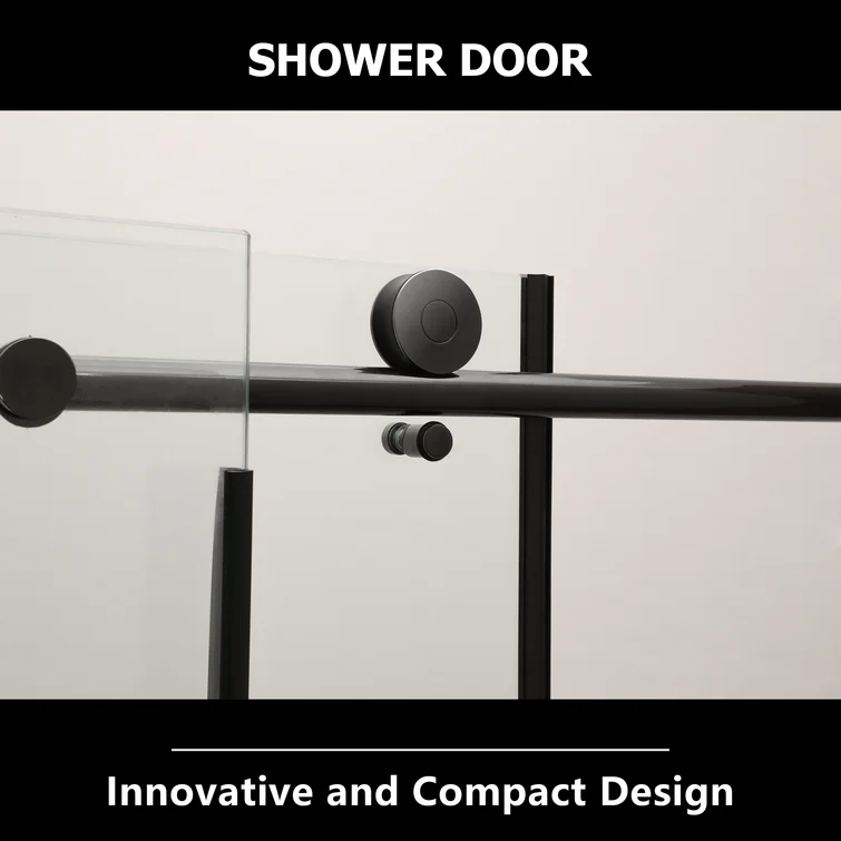 48" W X 76"H Semi-Frameless Shower Door And Enclosure Single Sliding with Clear Glass