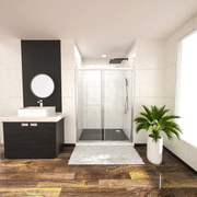 60'' W X 72'' H Semi-Frameless Shower Door and Enclosure Single Sliding Kichae USA