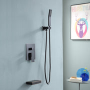 12 Inch Rainfall Square Shower System with Handheld Shower and Linear Faucet Wall Mounted(Valve Included) Kichae USA