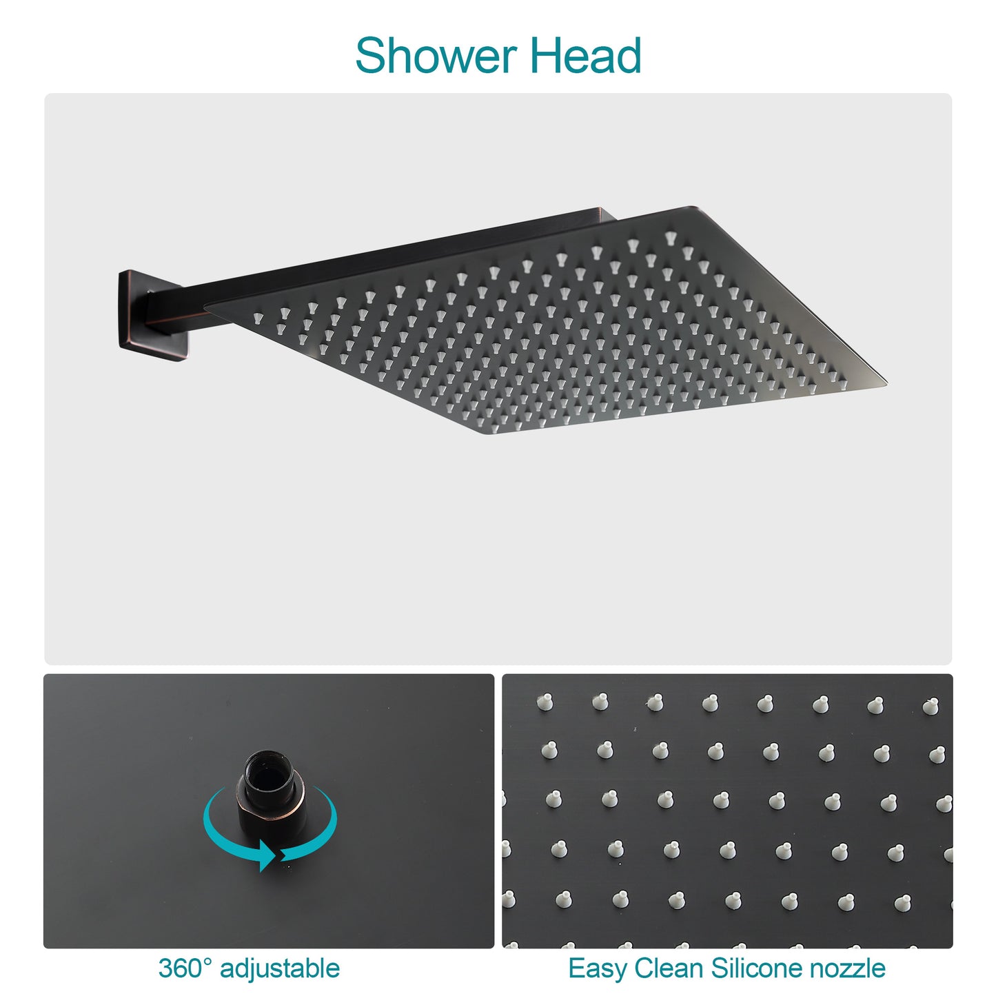 12 Inch Rainfall Square Shower System with Handheld Shower and Linear Faucet Wall Mounted(Valve Included)