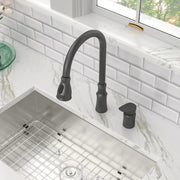 Kichae Matte Black Pull Out Kitchen Faucet Single Handle Stainless Steel 2 Spray Modes Kichae USA