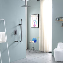Load image into Gallery viewer, 12 Inch Rainfall Square Shower System with Handheld Shower and waterfall Faucet Ceiling Mounted (Valve Included)
